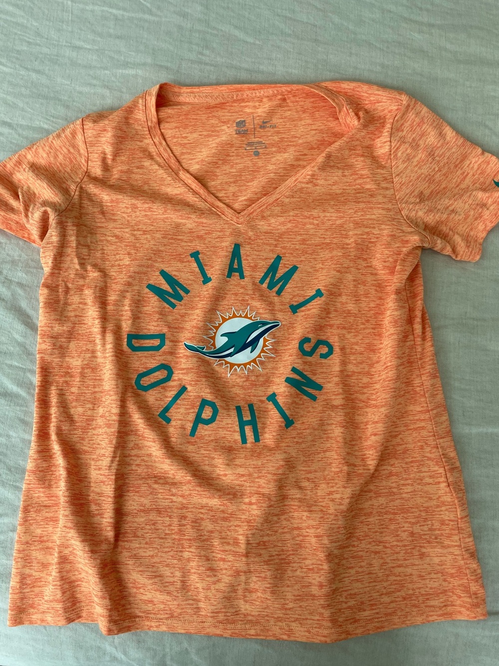 Nike Women's Miami Dolphins Heather Orange V-Neck Tee